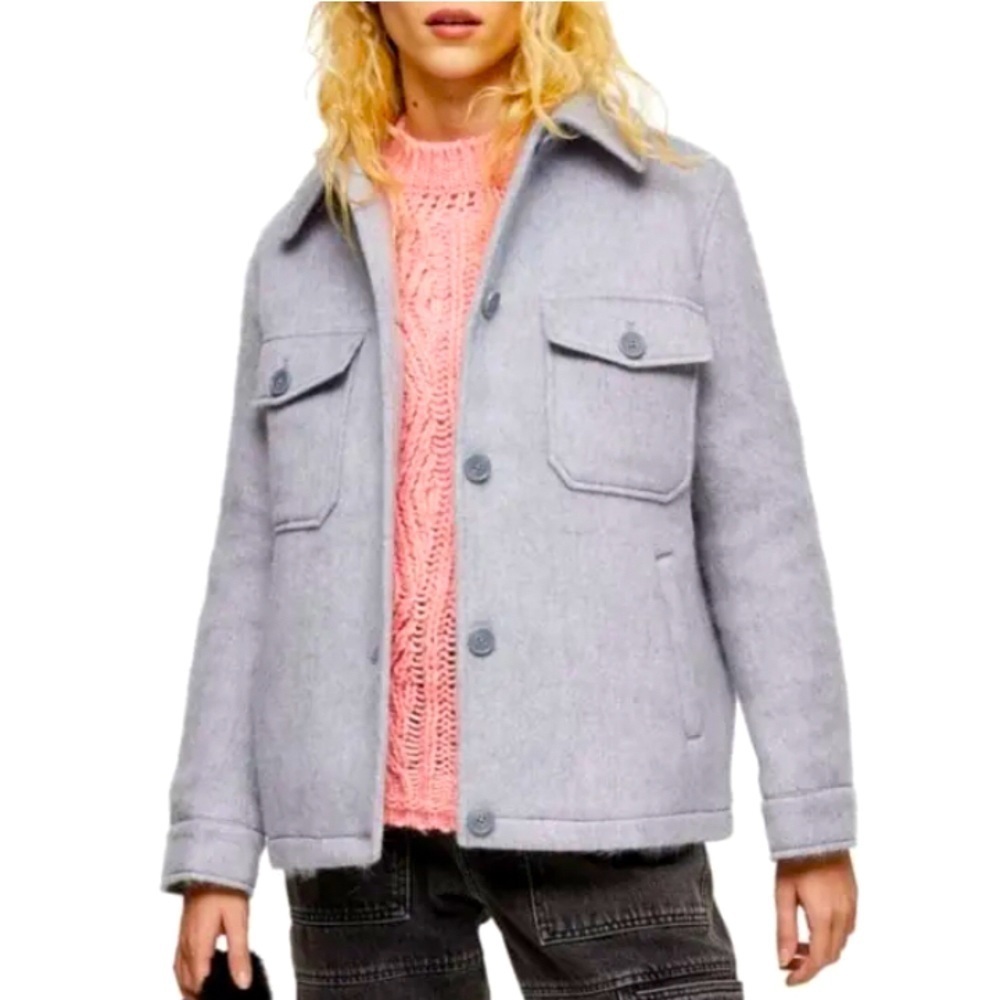NWT TOPSHOP GREY WOOL JACKET  - XS